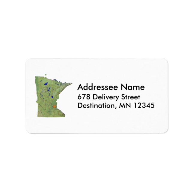 Minnesota Map Étiquette de adresse (Devant)