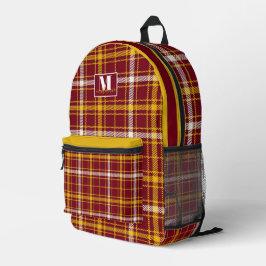 Minnesota maroon and gold pattern Tartan Plaid Bedruckter Rucksack