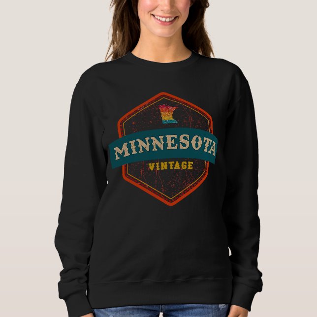 Minnesota MN Graphic Souvenir Love Distressed Stat Sweatshirt (Vorderseite)