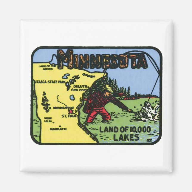 Minnesota MN Vintages Etikett Magnet (Vorne)
