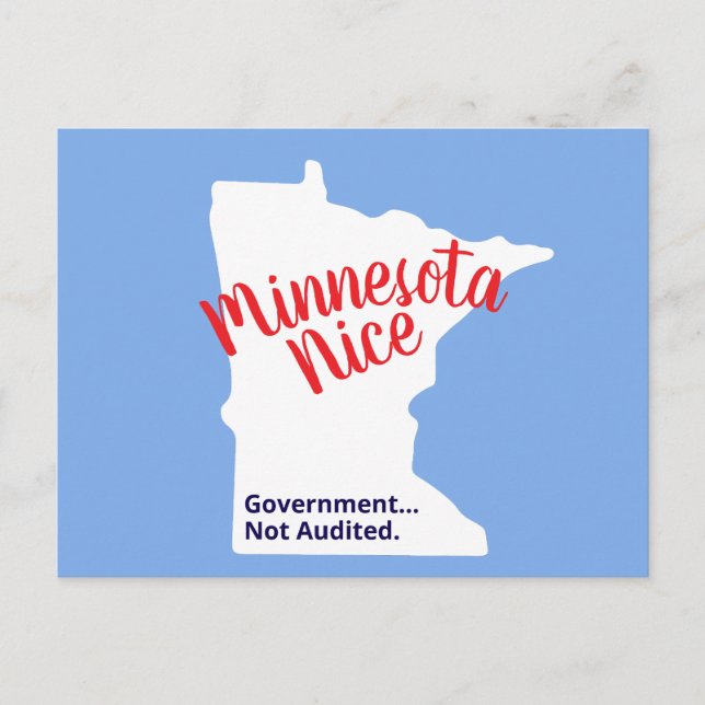 Minnesota Nice, Government Not Audited – Funny MN Postkarte (Vorderseite)