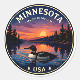 Minnesota Northwoods Reiseziel Runder Aufkleber