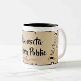 Minnesota Notary Public Scroll Feather Quill Zweifarbige Tasse