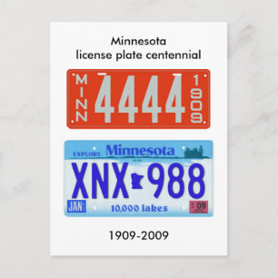 Minnesota Nummernschild hundertjährig Postkarte