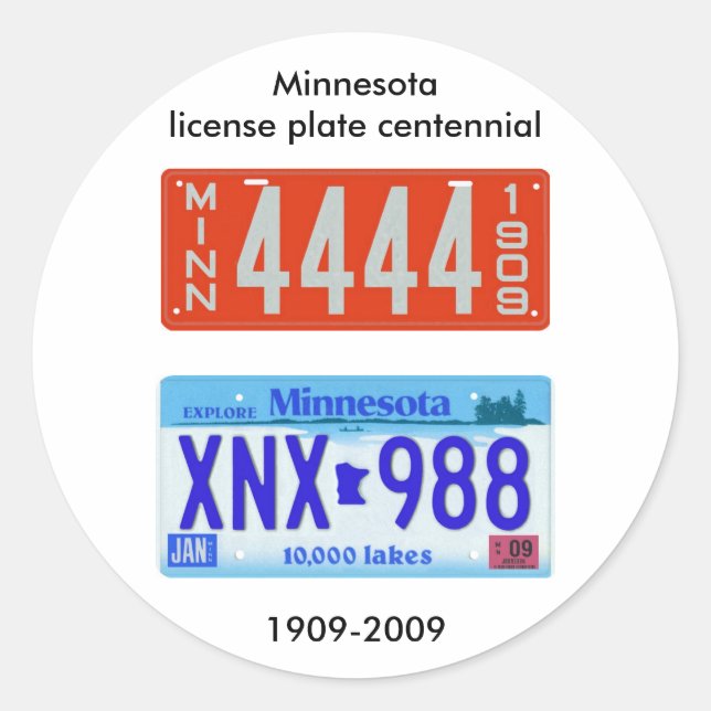 Minnesota Nummernschild hundertjährig Runder Aufkleber (Vorderseite)