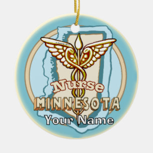 Minnesota Nurse Caduceus  Keramik Ornament