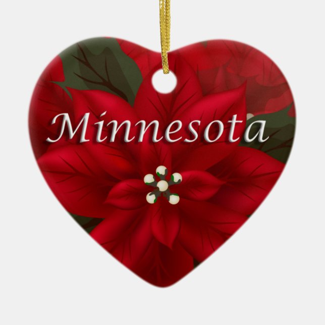 Minnesota Red Poinsettia Herz Keepake Ornament (Vorne)
