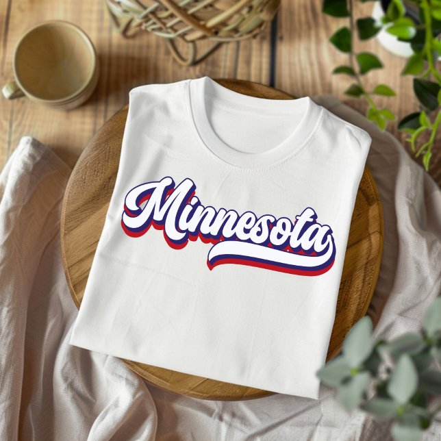 Minnesota Red White & Blue Vintag Script T - Shirt (Von Creator hochgeladen)