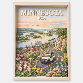 Minnesota Road Trip Landscape 3D Textured River Magnet