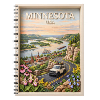 Minnesota Road Trip Landscape 3D Textured River Notizblock