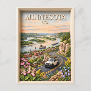 Minnesota Road Trip Landschaft 3D Texturierter Flu Postkarte