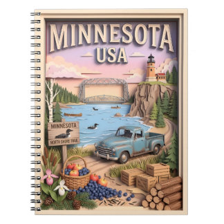 Minnesota Road Trip North Shore Lake 3D Textured Notizblock