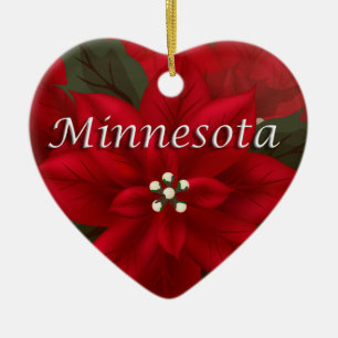 Minnesota Rote Poinsettia Herzmuskelpilz Keramik Ornament