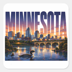 Minnesota-Seen Himmelblau Nordstern-Abenteuer Quadratischer Aufkleber
