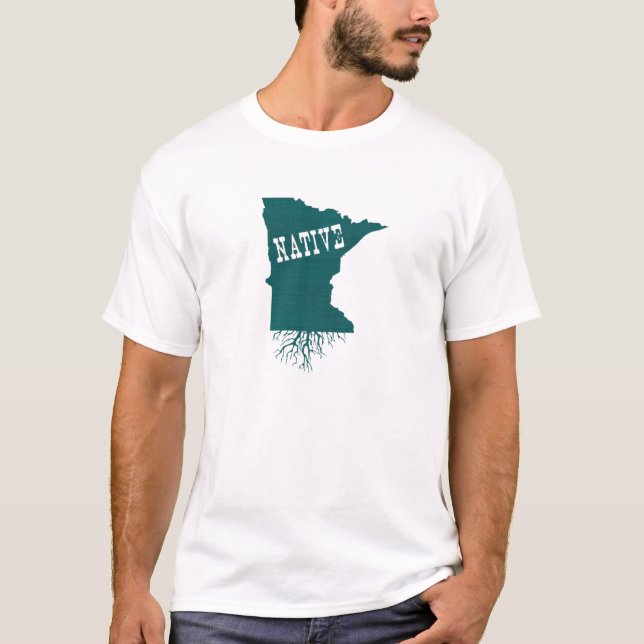 Minnesota Shape Tree Roots Native Minnesotan T-Shirt (Vorderseite)