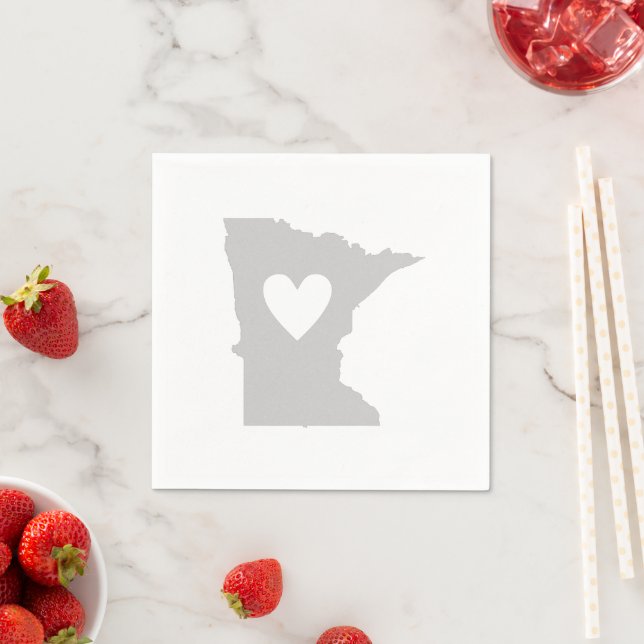 Minnesota Shaped Gray Heart Cutout Minnesota Serviette (Beispiel)