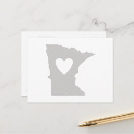Minnesota Shaped Gray Heart Minnesotan Liebe Adora Postkarte