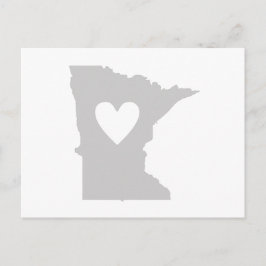 Minnesota Shaped Gray Heart Minnesotan Liebe Adora Postkarte