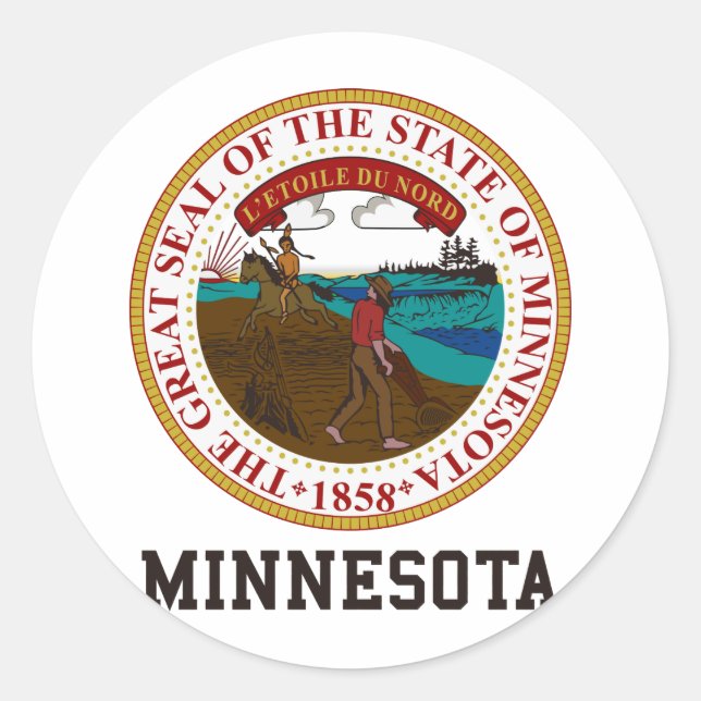 Minnesota-Siegel Runder Aufkleber (Vorderseite)