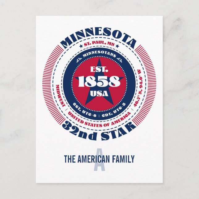 Minnesota, St. Paul, MN, Patriotic, Monogram Postkarte (Vorderseite)