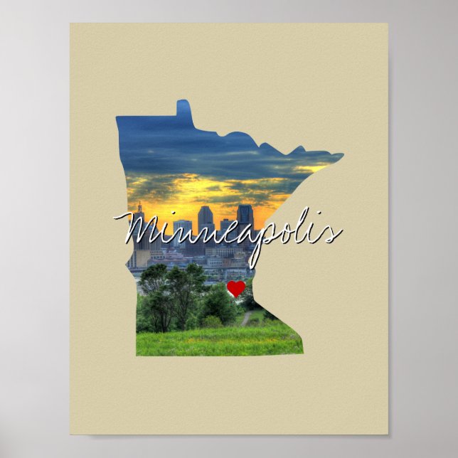 Minnesota Staat Foto Einfügen und Ortsname Poster (Vorne)