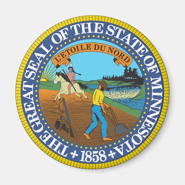Minnesota Staat Siegel Amerikanische Republik Symb Magnet (Vorne)