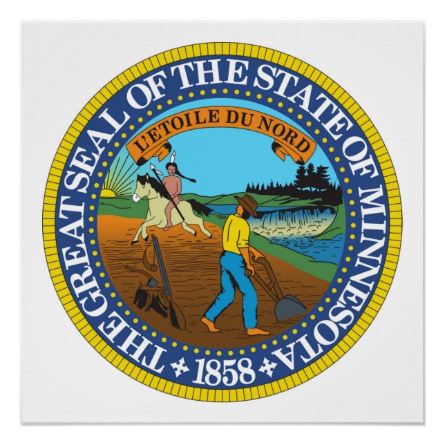 Minnesota Staat Siegel Amerikanische Republik Symb Poster (Vorderseite)