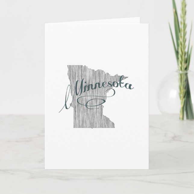 Minnesota Staat Typografie Portrait Gruß Karte (Vorderseite)