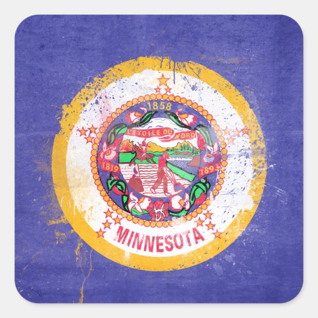 Minnesota-Staatsflagge Quadratischer Aufkleber (Vorderseite)