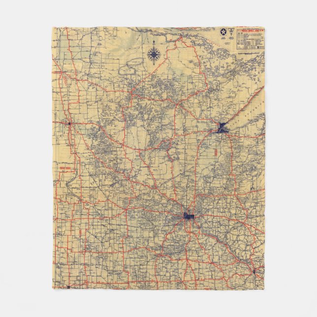 Minnesota-Standardkarte Fleecedecke (Vorderseite)
