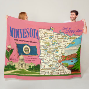 Minnesota State Map Wurf Fleecedecke