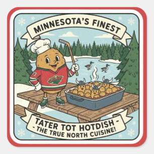 Minnesota Tater Tot Hotdish Retro-Maskottchen-Aufk Quadratischer Aufkleber