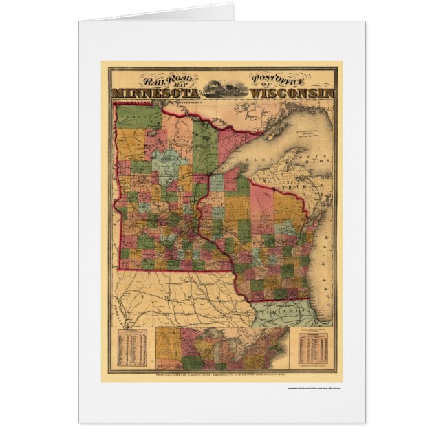 Minnesota- u. Wisconsin-Eisenbahn-Karte 1871 (Vorne)