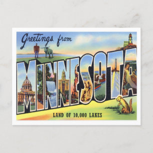 Minnesota Vintage Große Buchstaben Postkarte