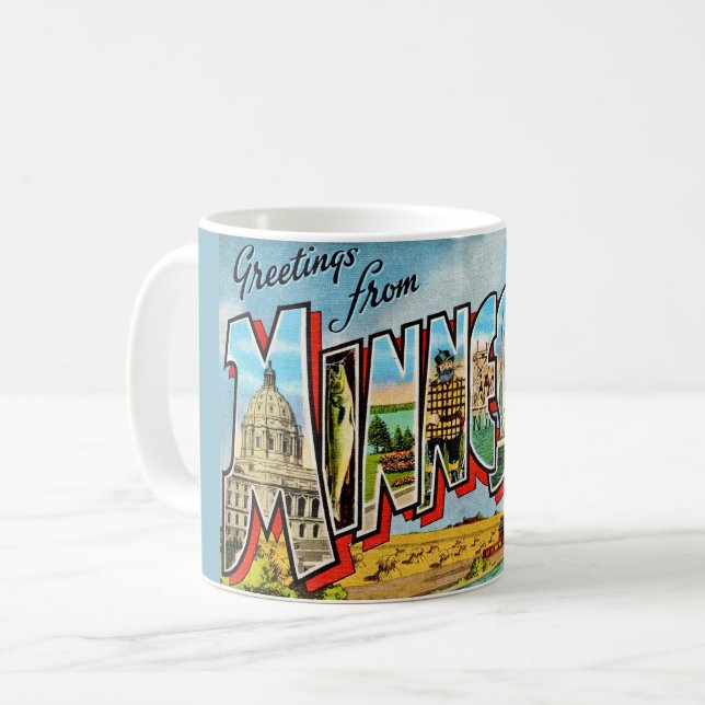Minnesota Vintage Postkarte Tasse (Vorderseite Links)