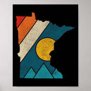 Minnesota Vintage-Staatskarte Berge Wandern Stolz Poster