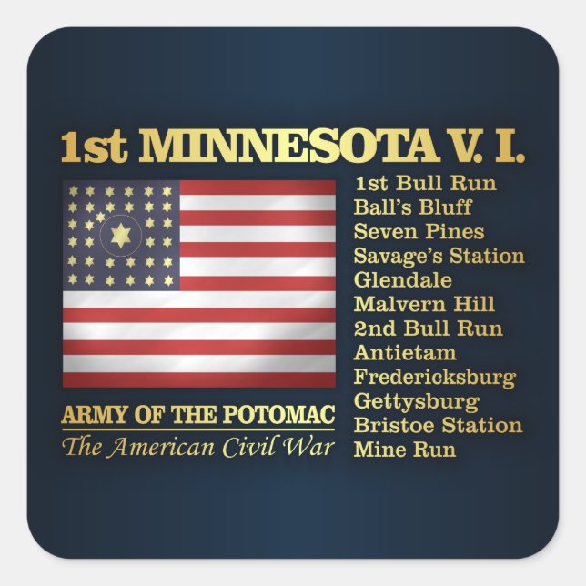 Minnesota Volunteer Infanterie (BH) Quadratischer Aufkleber (Vorderseite)