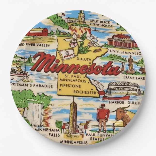 Minnesota-Wahrzeichen-Party-Teller Pappteller (Vorderseite)