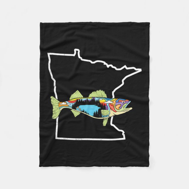 Minnesota Walleye Fischen Süßwasser Fischer Wal Fleecedecke (Vorderseite)