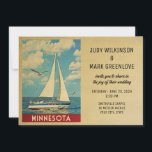 Minnesota Wedding Invitation Sailboat Einladung<br><div class="desc">Dieses Vintage nautische Thema Minnesota Wedding Invitation verfügt über ein Segelboot auf dem Wasser mit Möwen in Flug und einen schönen blauen puffigen Wolkenhimmel. Matching Save the Data,  RSVPs and Insert cards are here (Phrase könnte geschnitten werden,  kopieren Sie bis zum Ende der Nummer "... 516"): https://www.zazzle.com/collections/119019904125157516</div>
