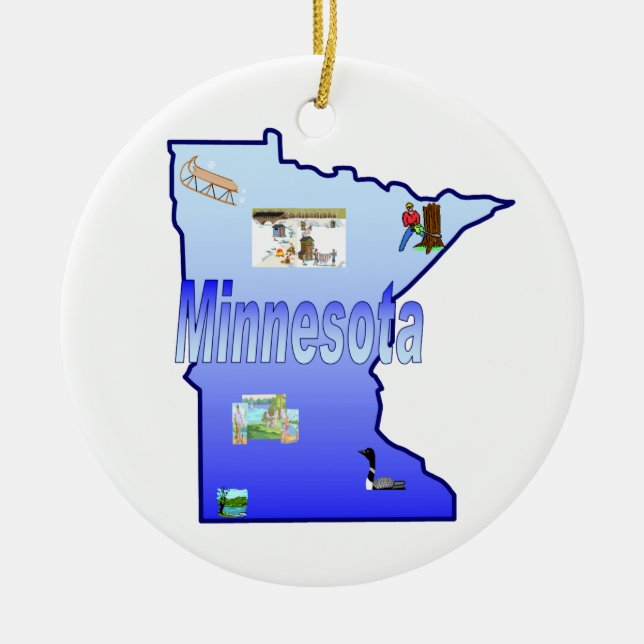 Minnesota-Weihnachtsbaum-Verzierung Keramikornament (Vorne)