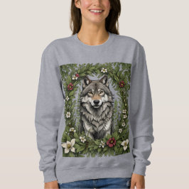 Minnesota Wolf umgeben von Ladys Slipper-Blume Sweatshirt