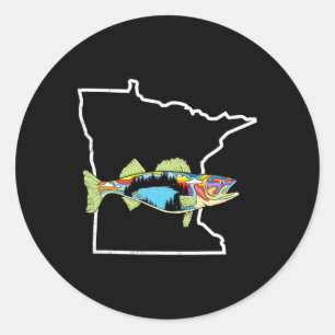 Minnesota Zander-Angeln Süßwasser-Angler Wal Runder Aufkleber
