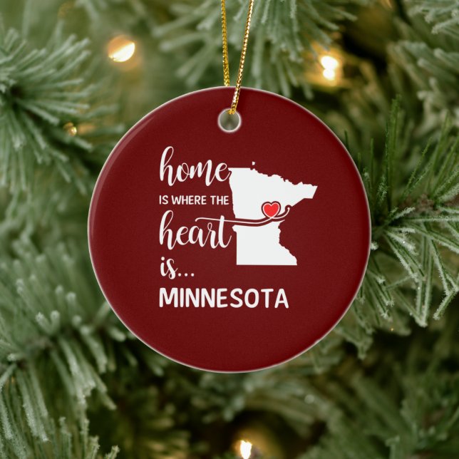 Minnesota Zuhause ist das Herz Keramik Ornament (Baum)