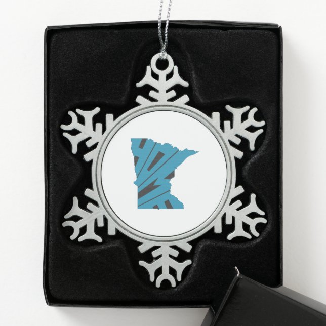 Minnesota-Zuhause Schneeflocken Zinn-Ornament (Box)