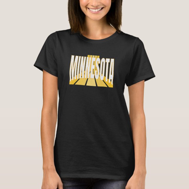 Minnesotan Lila & gelb Minnesota Retro Streifen T-Shirt (Vorderseite)