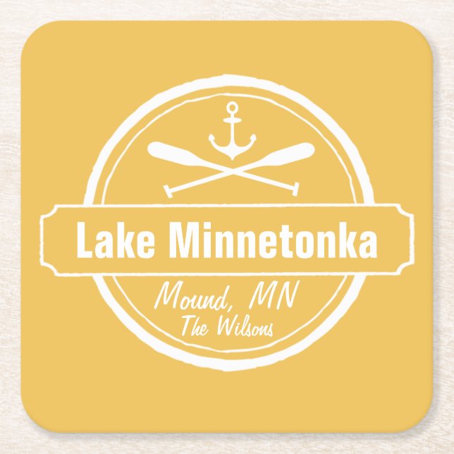 Minnetonka-Minnesota-Ankerstadt und Name Rechteckiger Pappuntersetzer (Vorderseite)