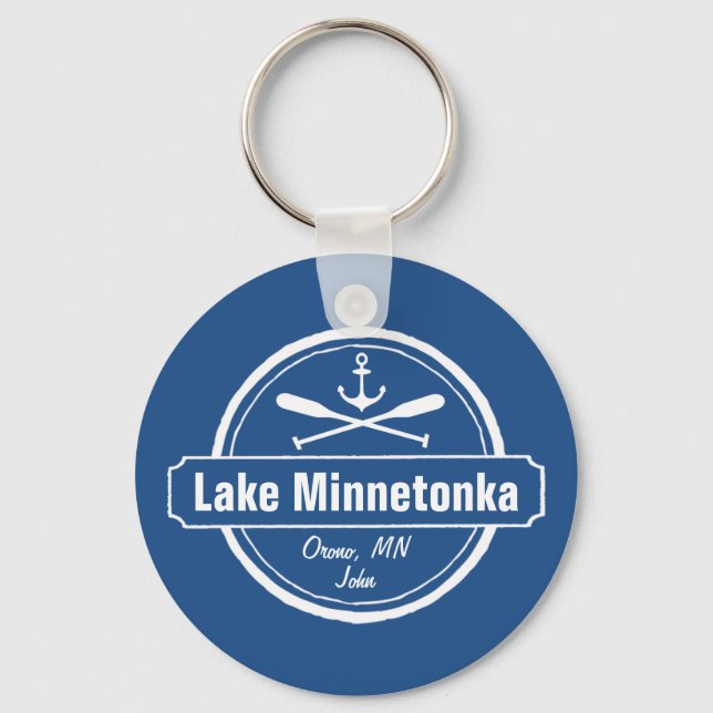 Minnetonka-Minnesota-Ankerstadt und Name Schlüsselanhänger (Vorderseite)