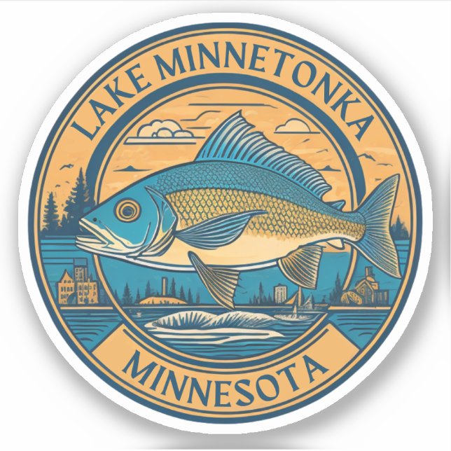 Minnetonka-See, Minnesota Angeln und Bootfahren Aufkleber (Vorderseite)