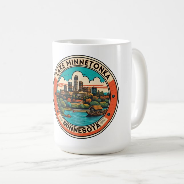 Minnetonka-See, Minnesota Angeln und Bootfahren Kaffeetasse (VorderseiteRechts)